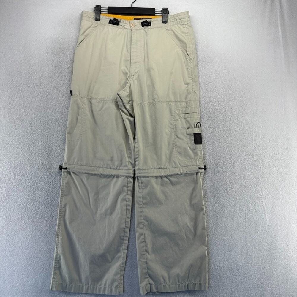 Vintage Paratrooper Pants men's 33 Beige Convertible Baggy Y2k tech Wear 10 in